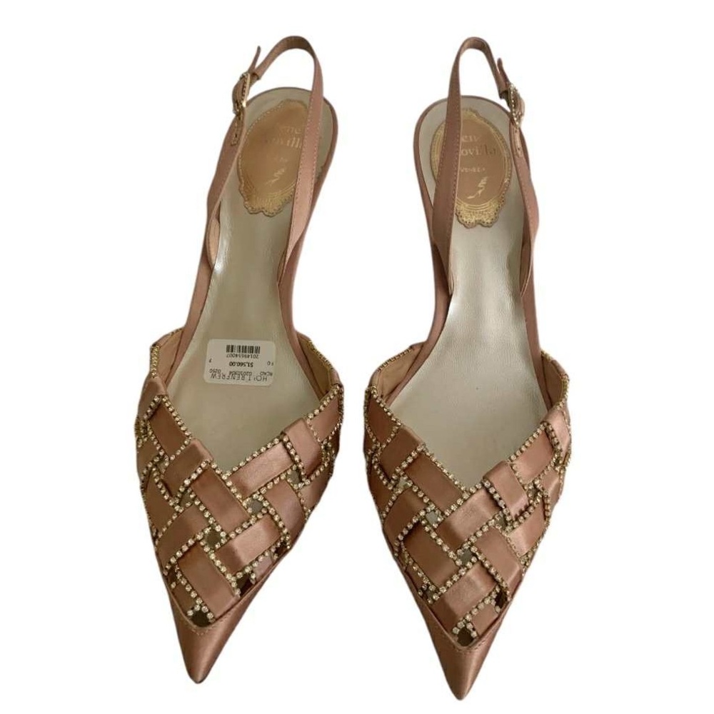 Rene Caovilla  "Juliette" Satin Slingback Pumps